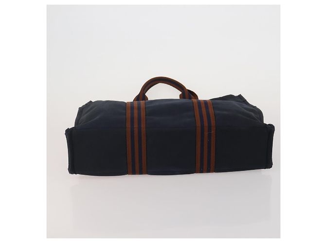 Hermès Borsa HERMES Fourre Tout in cotone, set da 3, Navy Gray, Auth BA15471 Marrone Blu navy - vista 14