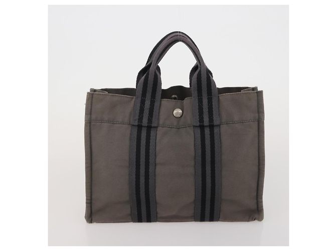 Hermès Borsa HERMES Fourre Tout in cotone, set da 3, Navy Gray, Auth BA15471 Marrone Blu navy - vista 16