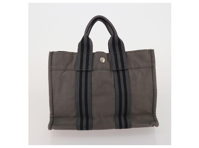 Hermès Borsa HERMES Fourre Tout in cotone, set da 3, Navy Gray, Auth BA15471 Marrone Blu navy - vista 17