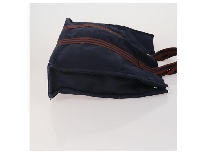 Hermès Borsa HERMES Fourre Tout in cotone, set da 3, Navy Gray, Auth BA15471 Marrone Blu navy - vista 4