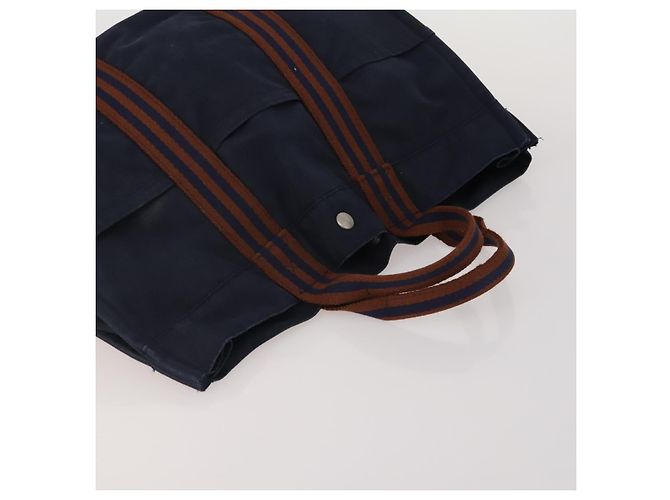 Hermès Borsa HERMES Fourre Tout in cotone, set da 3, Navy Gray, Auth BA15471 Marrone Blu navy - vista 5