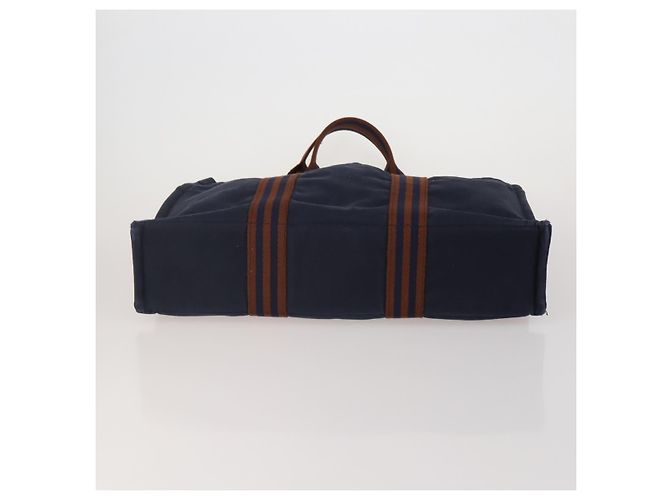 Hermès Borsa HERMES Fourre Tout in cotone, set da 3, Navy Gray, Auth BA15471 Marrone Blu navy - vista 7