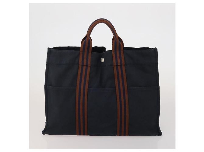 Hermès Borsa HERMES Fourre Tout in cotone, set da 3, Navy Gray, Auth BA15471 Marrone Blu navy - vista 9