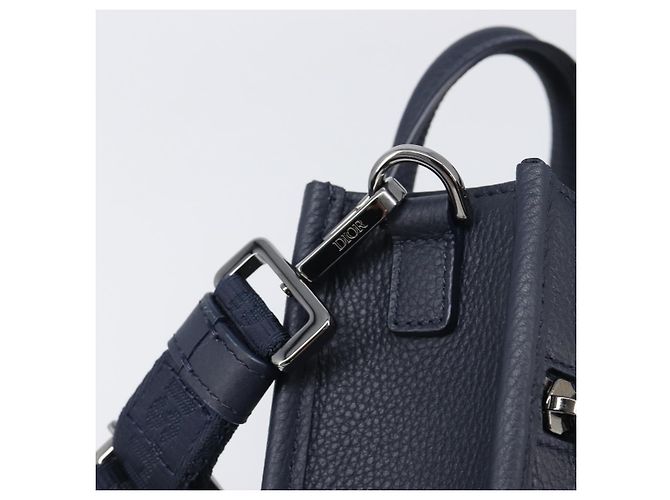 Borsa North South Christian Dior in pelle 2way Navy Silver Auth 198600M Argento Blu navy - vista 18
