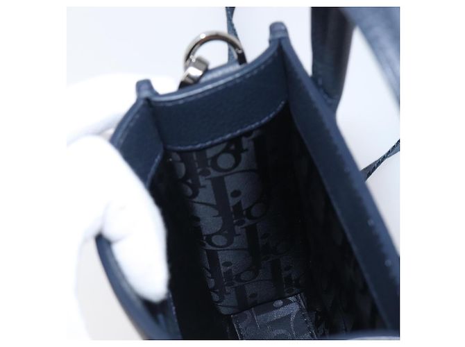 Borsa North South Christian Dior in pelle 2way Navy Silver Auth 198600M Argento Blu navy - vista 21