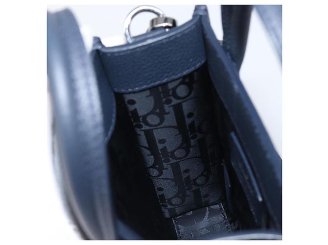 Borsa North South Christian Dior in pelle 2way Navy Silver Auth 198600M Argento Blu navy - vista 22