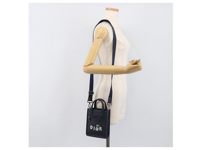 Borsa North South Christian Dior in pelle 2way Navy Silver Auth 198600M Argento Blu navy - vista 25