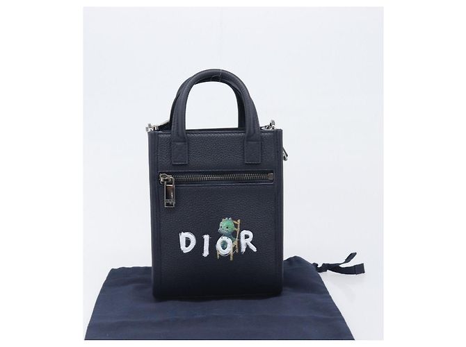 Borsa North South Christian Dior in pelle 2way Navy Silver Auth 198600M Argento Blu navy - vista 26