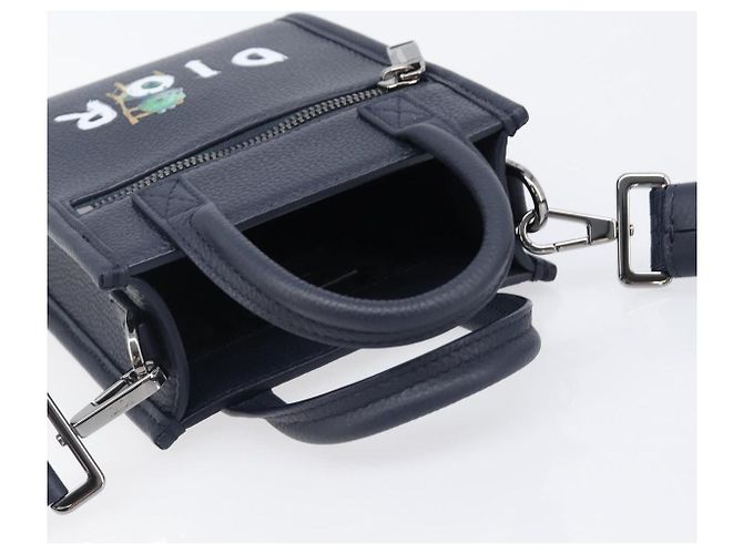 Borsa North South Christian Dior in pelle 2way Navy Silver Auth 198600M Argento Blu navy - vista 6