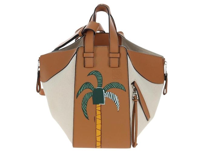 LOEWE KEN PRICE Hammock Small Hand Bag Canvas 2way Beige Silver Auth 199036SAM Argento - vista 13