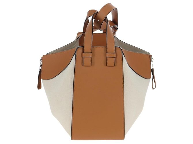 LOEWE KEN PRICE Hammock Small Hand Bag Canvas 2way Beige Silver Auth 199036SAM Argento - vista 2