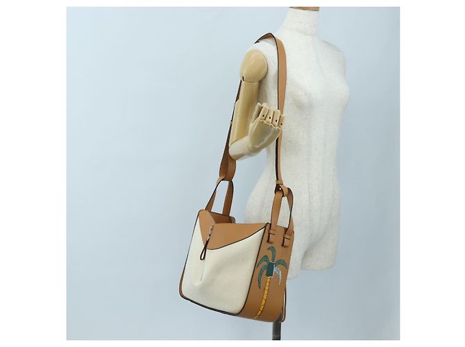LOEWE KEN PRICE Hammock Small Hand Bag Canvas 2way Beige Silver Auth 199036SAM Argento - vista 26