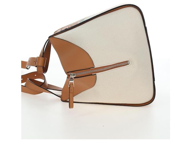 LOEWE KEN PRICE Hammock Small Hand Bag Canvas 2way Beige Silver Auth 199036SAM Argento - vista 3