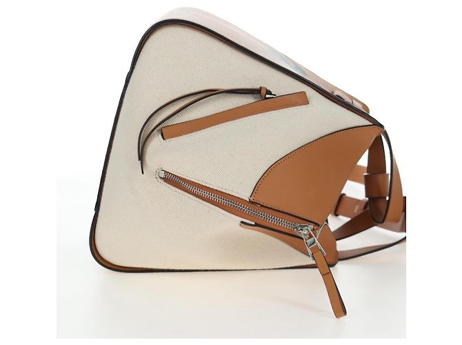 LOEWE KEN PRICE Hammock Small Hand Bag Canvas 2way Beige Silver Auth 199036SAM Argento - vista 4
