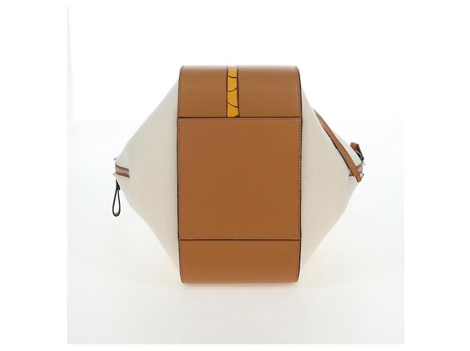 LOEWE KEN PRICE Hammock Small Hand Bag Canvas 2way Beige Silver Auth 199036SAM Argento - vista 5