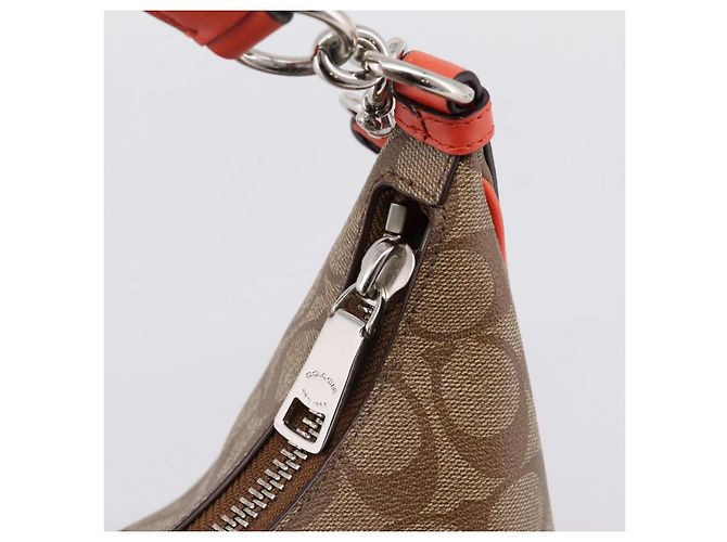Borsa a tracolla Coach Signature PVC 2way Beige Silver Auth ki6777A Argento - vista 10