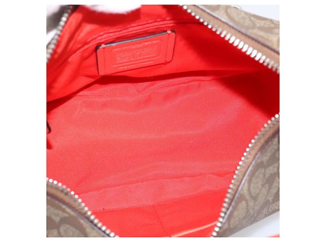 Borsa a tracolla Coach Signature PVC 2way Beige Silver Auth ki6777A Argento - vista 11