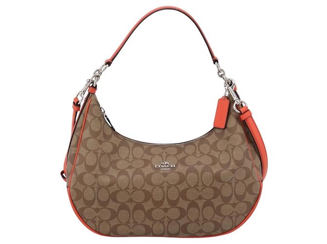 Borsa a tracolla Coach Signature PVC 2way Beige Silver Auth ki6777A Argento - vista 13