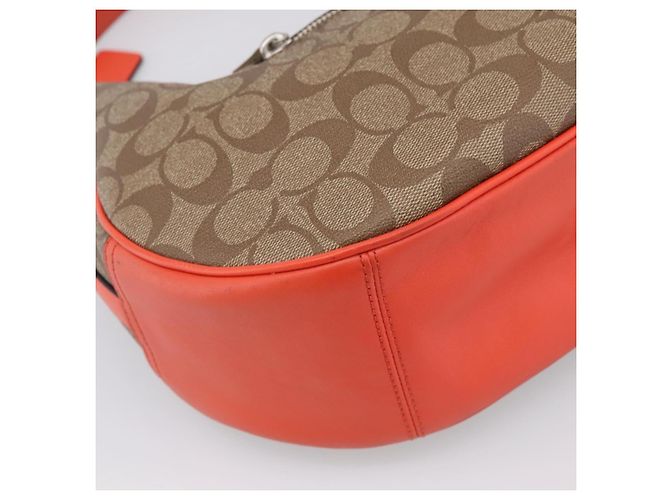 Borsa a tracolla Coach Signature PVC 2way Beige Silver Auth ki6777A Argento - vista 19