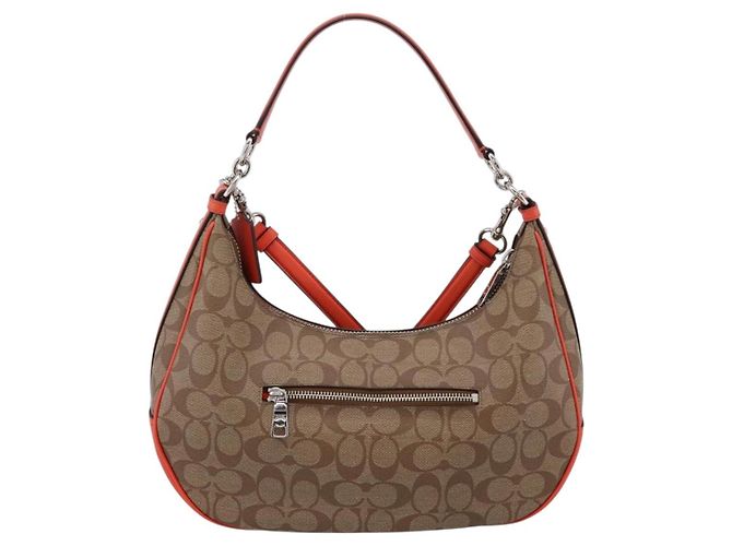 Borsa a tracolla Coach Signature PVC 2way Beige Silver Auth ki6777A Argento - vista 2