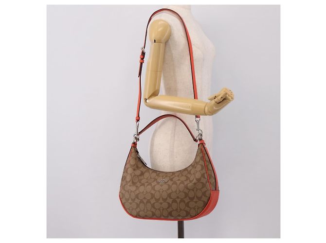 Borsa a tracolla Coach Signature PVC 2way Beige Silver Auth ki6777A Argento - vista 26