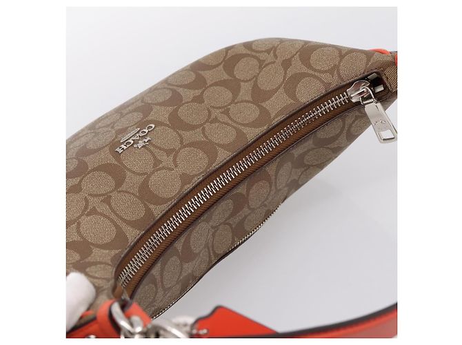 Borsa a tracolla Coach Signature PVC 2way Beige Silver Auth ki6777A Argento - vista 7