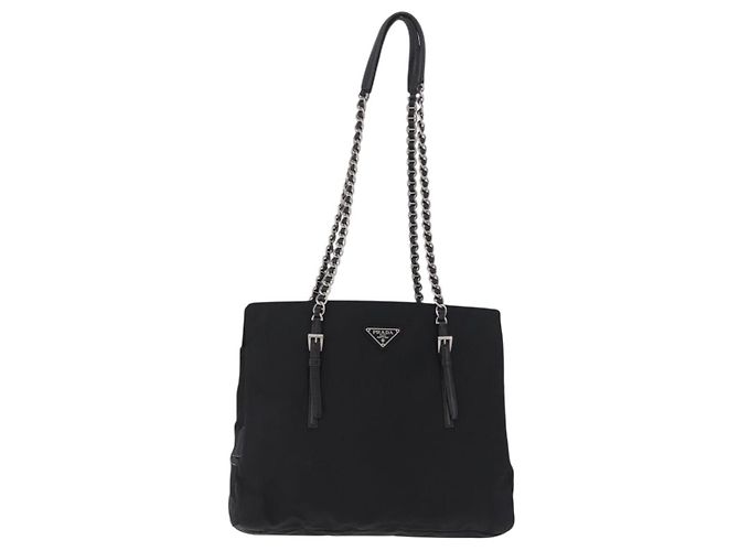 Borsa a tracolla con catena PRADA Nylon Black Silver Auth fm5438 Nero Argento - vista 13