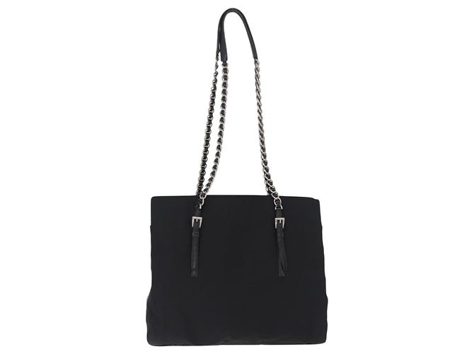 Borsa a tracolla con catena PRADA Nylon Black Silver Auth fm5438 Nero Argento - vista 2
