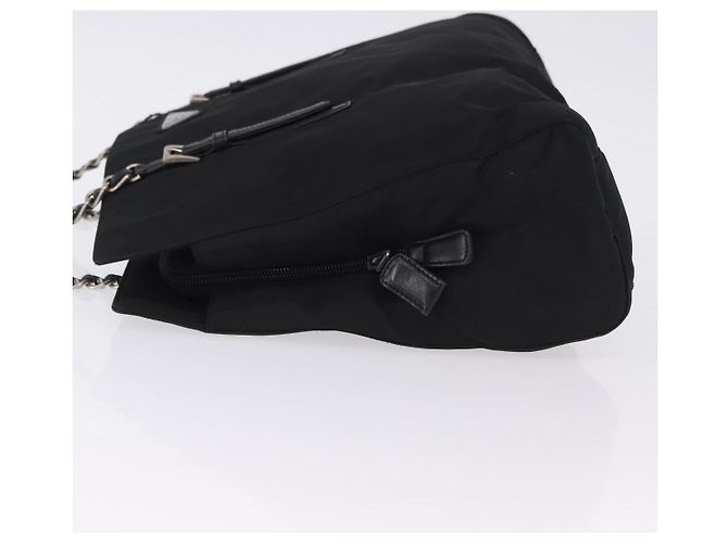 Borsa a tracolla con catena PRADA Nylon Black Silver Auth fm5438 Nero Argento - vista 4