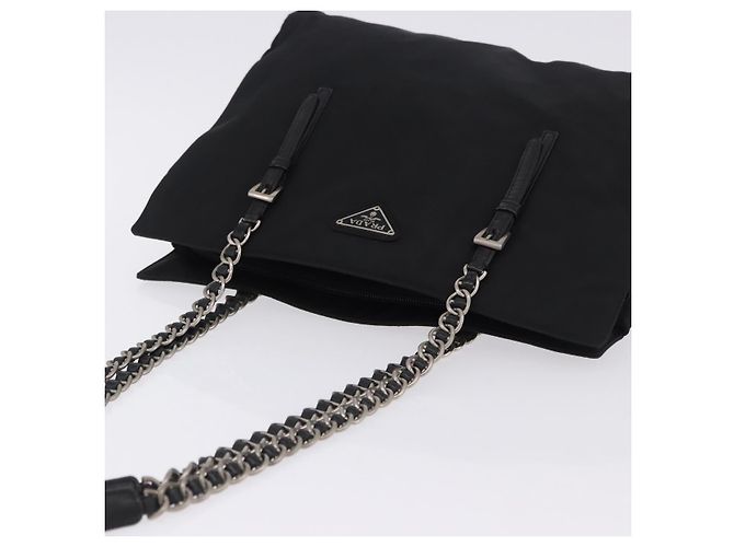 Borsa a tracolla con catena PRADA Nylon Black Silver Auth fm5438 Nero Argento - vista 6