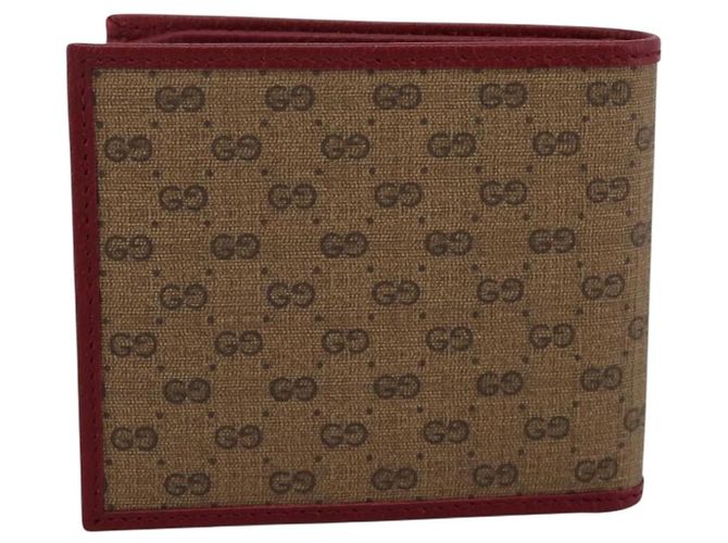 GUCCI x Doraemon Cartera Cow Doraemon Micro GG PVC Beige 654498 Auth 167547SAM Roja - vista 2