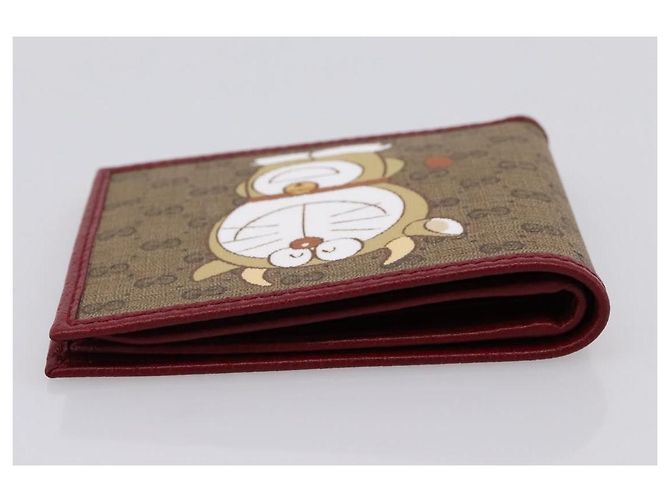 GUCCI x Doraemon Cartera Cow Doraemon Micro GG PVC Beige 654498 Auth 167547SAM Roja - vista 5