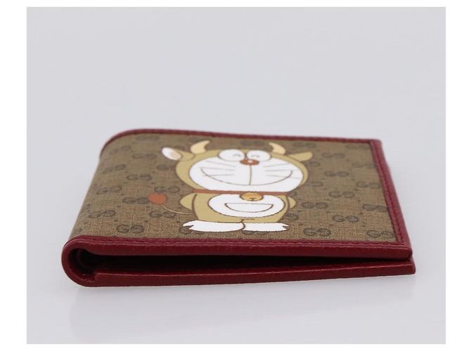 GUCCI x Doraemon Cartera Cow Doraemon Micro GG PVC Beige 654498 Auth 167547SAM Roja - vista 6
