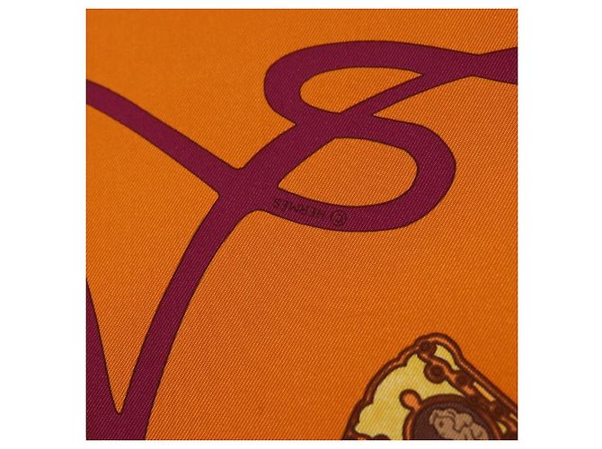 Hermès HERMES Carré 90 Seidentuch "CARNETS DE BAL" Orange Auth am12466M - Ansicht 11