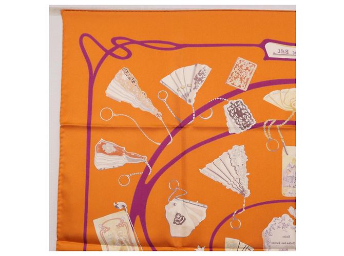 Hermès HERMES Carré 90 Seidentuch "CARNETS DE BAL" Orange Auth am12466M - Ansicht 14