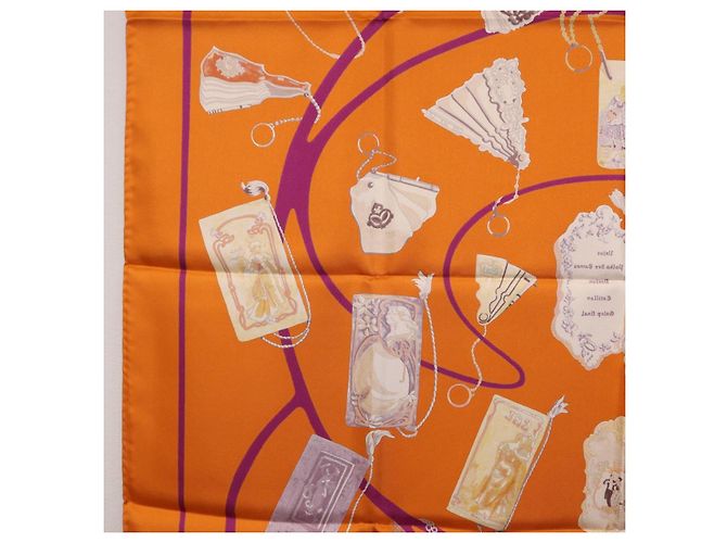 Hermès HERMES Carré 90 Seidentuch "CARNETS DE BAL" Orange Auth am12466M - Ansicht 17