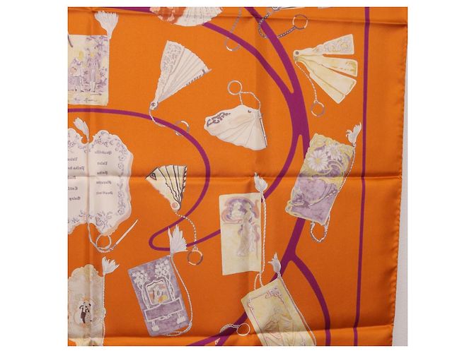 Hermès HERMES Carré 90 Seidentuch "CARNETS DE BAL" Orange Auth am12466M - Ansicht 19