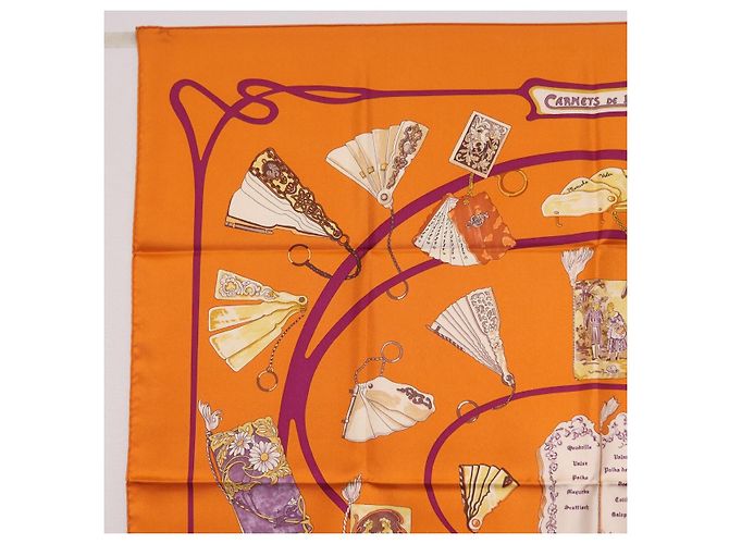 Hermès HERMES Carré 90 Seidentuch "CARNETS DE BAL" Orange Auth am12466M - Ansicht 2