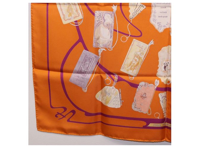 Hermès HERMES Carré 90 Seidentuch "CARNETS DE BAL" Orange Auth am12466M - Ansicht 20