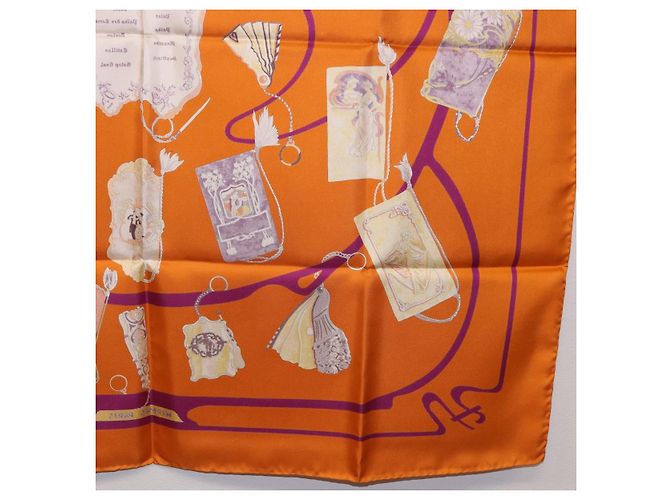 Hermès HERMES Carré 90 Seidentuch "CARNETS DE BAL" Orange Auth am12466M - Ansicht 22