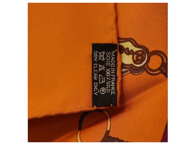 Hermès HERMES Carré 90 Seidentuch "CARNETS DE BAL" Orange Auth am12466M - Ansicht 23