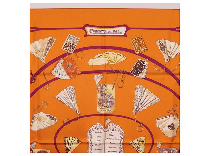 Hermès HERMES Carré 90 Seidentuch "CARNETS DE BAL" Orange Auth am12466M - Ansicht 3