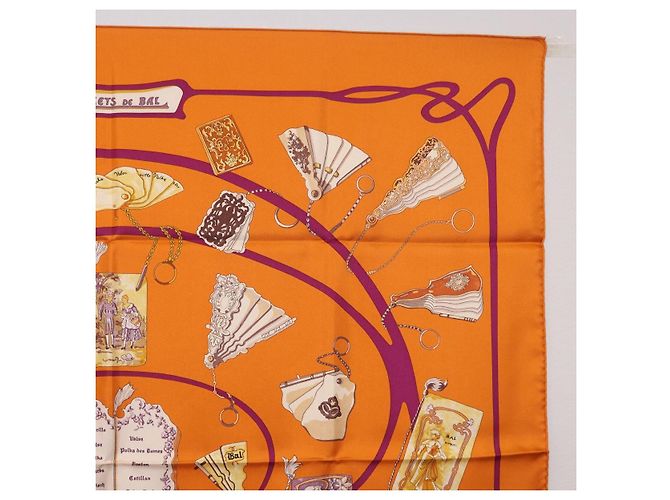 Hermès HERMES Carré 90 Seidentuch "CARNETS DE BAL" Orange Auth am12466M - Ansicht 4