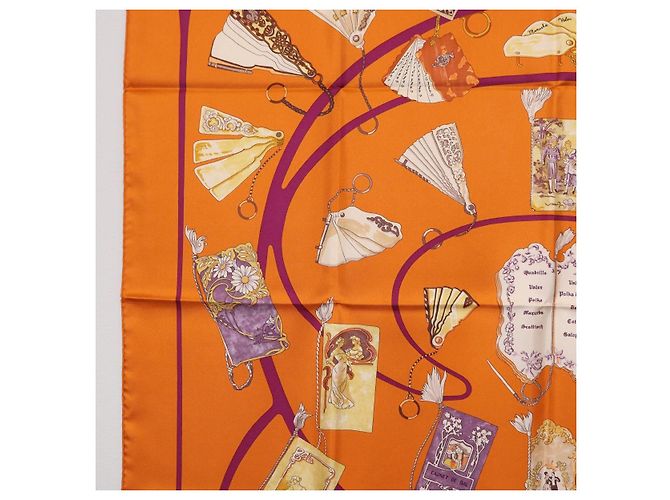 Hermès HERMES Carré 90 Seidentuch "CARNETS DE BAL" Orange Auth am12466M - Ansicht 5