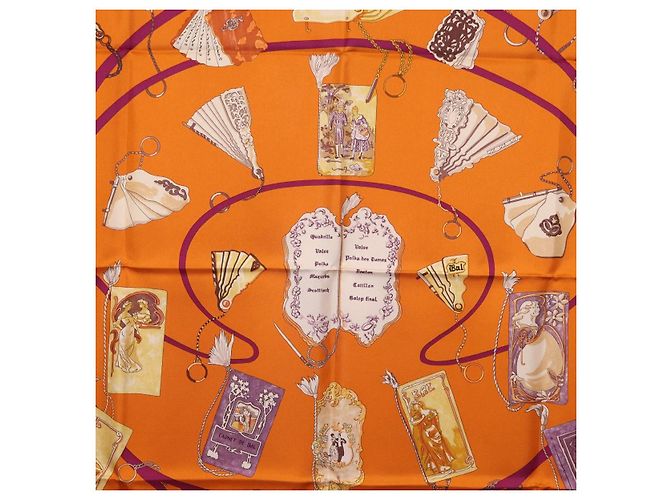 Hermès HERMES Carré 90 Seidentuch "CARNETS DE BAL" Orange Auth am12466M - Ansicht 6
