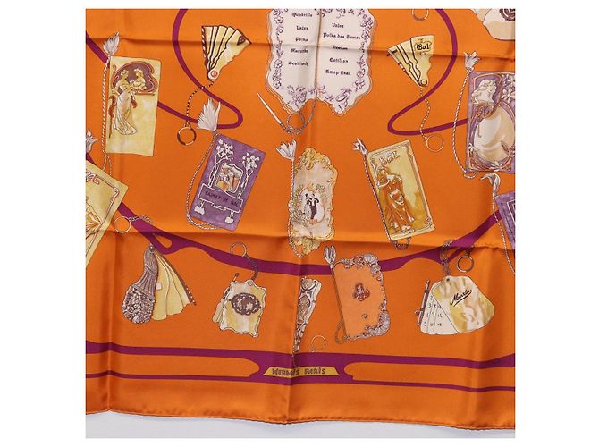 Hermès HERMES Carré 90 Seidentuch "CARNETS DE BAL" Orange Auth am12466M - Ansicht 9