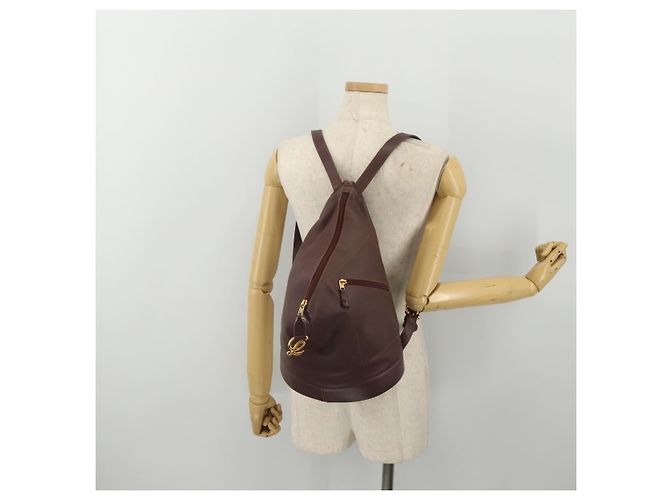 LOEWE Rucksack Leder Bordeaux Goldfarben Auth ep15823 - Ansicht 21