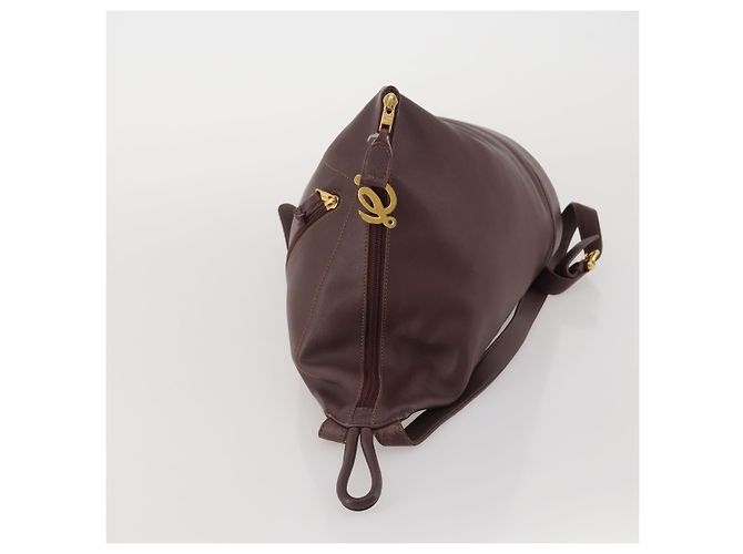 LOEWE Rucksack Leder Bordeaux Goldfarben Auth ep15823 - Ansicht 6