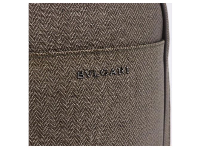 Bulgari Borsa a tracolla BVLGARI PVC Pelle Marrone Argento Auth hk4015 - vista 17
