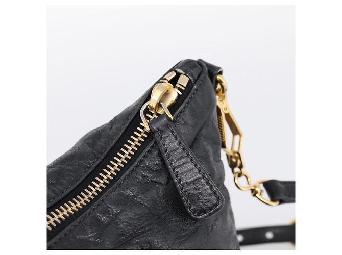 Borsa a mano Miu Miu Vittello Shine in pelle 2way Nero Tono Oro Auth 199341V - vista 10